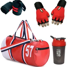 groupers PU Leather Gym Duffle bag ll LIAS Sipper Bottle ll Gym Gloves ll Wrist Band Fitness Accessory Kit Kit-picture-30