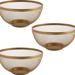 kuber industries Pack of 3 Multipurpose Mesh Fruit Basket For Dining Table | HW-14-GD | Gold Stainless Steel Fruit & Vegetable Basket-picture-43