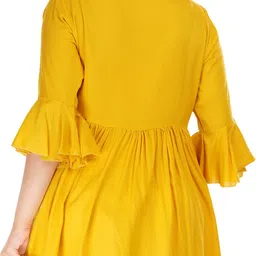 marisy Casual Bell Sleeves Embroidered Women Yellow Top image 3