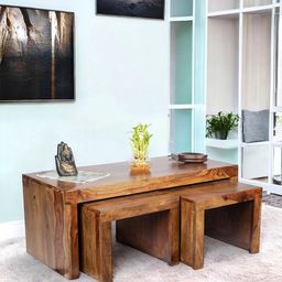 Ikiriya Brown Rectangle Shape Wood Contemporary Coffee Table-picture-19