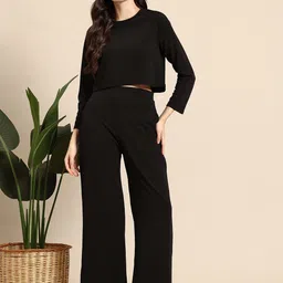 Mast & Harbour Textured Raglan Sleeve Top & Trousers Co-Ord Set-picture-5