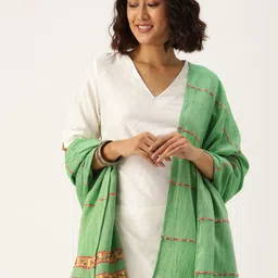 ArtEastri Embroidered Cotton Dupatta with Kantha Work-picture-35