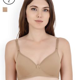 Floret Pack of 2 Solid Non-Wired Heavily Padded Push-Up Bra T3010_Nude-Nude_40B-picture-0