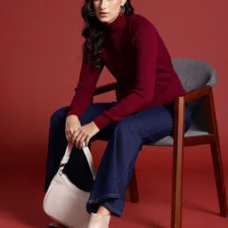 all about you Solid Turtle Neck Acrylic Pullover image 5