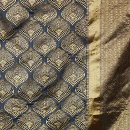 Mitera Grey & Gold-Toned Silk Blend Woven Design Kanjeevaram Saree image 5