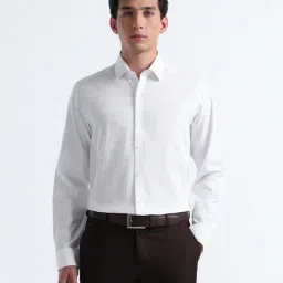 Arrow White Cotton Slim Fit Self Pattern Shirt-picture-31