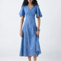 Bombay Paisley by Westside Blue Striped Cotton A-Line Dress-image-52