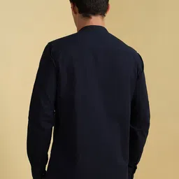 Allen Solly Men Custom Fit Band Collar Solid Cotton Casual Shirt image 2