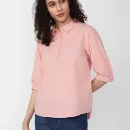 Van Heusen Pink Cotton Self Pattern Shirt-picture-37