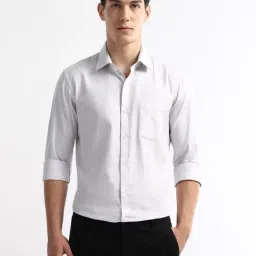 Arrow Grey Cotton Slim Fit Self Pattern Shirt-picture-18