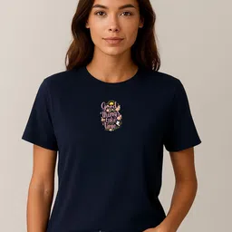 Anikmart Women Typography Printed Round Neck Cotton T-shirt-image-84