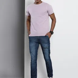 The Indian Garage Co Men Blue Slim Fit Light Fade Stretchable Jeans image 4