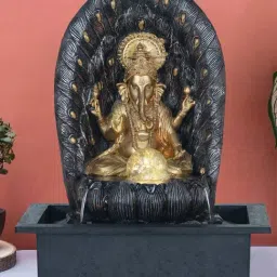 CHRONIKLE Golden & Brown Polyresin Ganesha Waterfall Fountain-picture-31