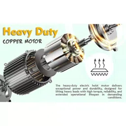 Hartley Mini Electric Wire Rope Hoist With Trolley 1200 Kg Load Capacity 20 m Wire Length Copper Motor Winding Electric, ‎NS-EH 1200X20 image 2