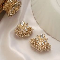 Teejh Aarohi Pearl & Polki Stud Earrings-picture-17
