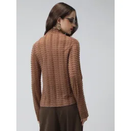 SHOWOFFFF Brown Nylon Solid Top image 4