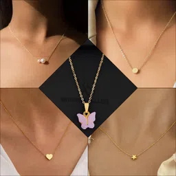 Boghra Sales Women Set Of 5 Gold-Plated Brass Pearls Chain image 1