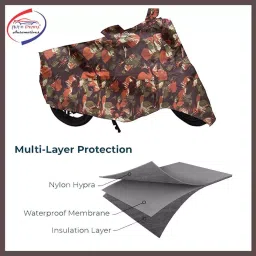 Auto Pearl Polyester Waterproof Two Wheeler Cover for Hero Glamour FI,(Jungle Print) image 4