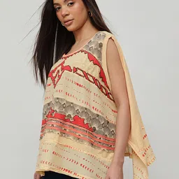 HOUSE OF S Geometric Embroidered Cotton Top image 2