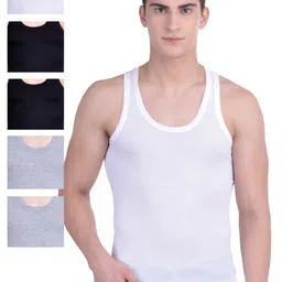 Dollar Bigboss Men Solid Pack of 6 Cotton Vests-picture-40