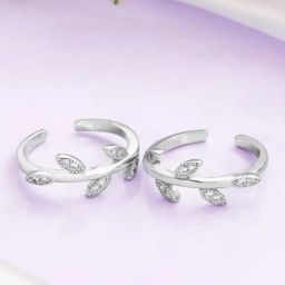 Zavya 925 Sterling Silver Classy Leaf Rhodium Casual Toe-ring For Women-picture-39
