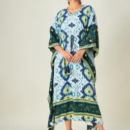 The Kaftan Company Multicolor Regular Fit Geometric Print Kaftan Dress-image-96