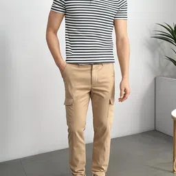 mack jonney Men's Striped Cotton Rich Collar Neck T Shirt | Collar Tshirts | Half Sleeves | Striped-Regular Fit-MM485-nw image 4