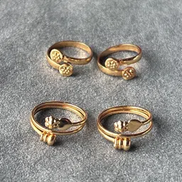 pv jewels Women & Girls Metal Golden Plated Fancy Glossy finish Toe Ring Adjustable Bichiya/Leg Finger Ring_Combo_2 (A_C_P_110773_Golden) image 3