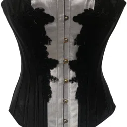 daisy corsets Black And Grey Overbust Corset Top Size Small With White Tutu Skirt image 2