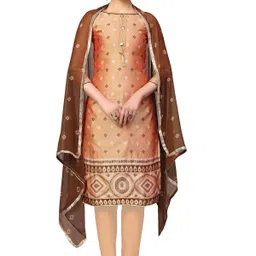 HERE&NOW Bandhani Printed Banarasi Jacquard Unstitched Dress Material-picture-18