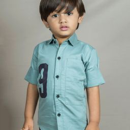 Polka Tots Full Sleeves Number  Printed  Shirt - Greyish Blue-picture-9