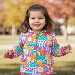 Babyhug Cotton Knit Full Sleeves Front Open Hooded Sweatjacket with Floral Print - Pink-picture-26