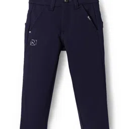 Ruff Cotton WovenFull Length Solid Color Trousers - Navy Blue-image-28