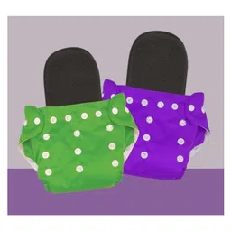 The Cheeky Kidzz Baby Reusable Adjustable Pocket Style Cotton Cloth Diaper And 2 Black Microfiber Bamboo Charcoal Insert Pads (0-24 Months) (Purple & Green)-picture-19