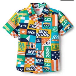 Babyhug Cotton Knit Half Sleeves Shirt With Text Print - Yellow-picture-37