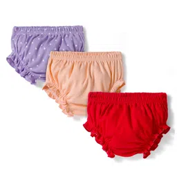 Kookie Kids Interlock Knit Bloomers with Polka Dots Print Pack of 3 - Multicolour-image-89