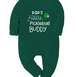 Zeezeezoo 100% Cotton Knit Family Theme Full Sleeves Dads Future Pickleball Buddy Text Printed Romper - Forest Green-picture-38