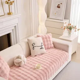 HOMETHREADS Pink & Pink Striped Sofa Cover-picture-19