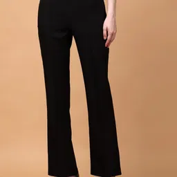 MEEAMI FASHION Women Black Side Button Banana Crepe Trouser-image-14