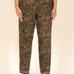 Aramya Women Floral Printed Straight-Fit Mid-Rise Cotton Trousers-image-60