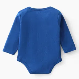 Babyhug 100% Cotton Knit Full Sleeves With Bear Print Onesie with Striped Leggings and Cap Mittens Booties-Navy Blue image 3