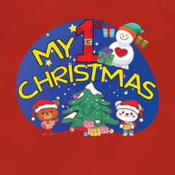 The Peppy Tend Christmas Theme 100% Cotton Half Sleeves My 1st Christmas Text Printed Romper - Red image 4