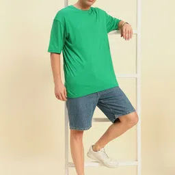 PockMAN Men Bio Finish Solid Round Neck Cotton Oversized T-shirt image 3