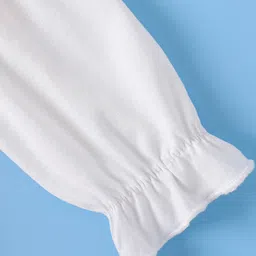 Mark & Mia Cotton Full Sleeves Winter Frock With Floral Embossed Textured With Bow Applique - Pink & White image 5