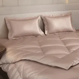 Stoa Paris Pink Polyester Textured 300 TC Double Bedsheet with 2 Pillow Covers image 4