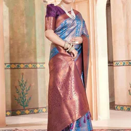 KALINI Ethnic Motifs Woven Design Zari Kanjeevaram Saree image 4