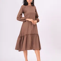 Garin Women Puff Sleeves Tiered Shift Midi Dress image 3