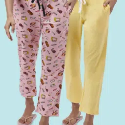 Dreamz by Pantaloons Pink Yellow Cotton Printed Pyjamas-image-66