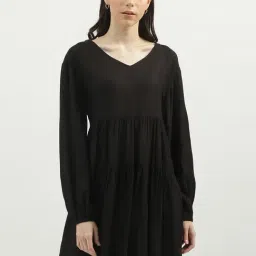 United Colors of Benetton Black Regular Fit A Line Dress-image-85