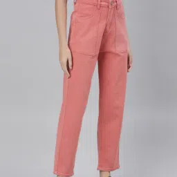 ZHEIA Pink Cotton Relaxed Fit Jeans image 3